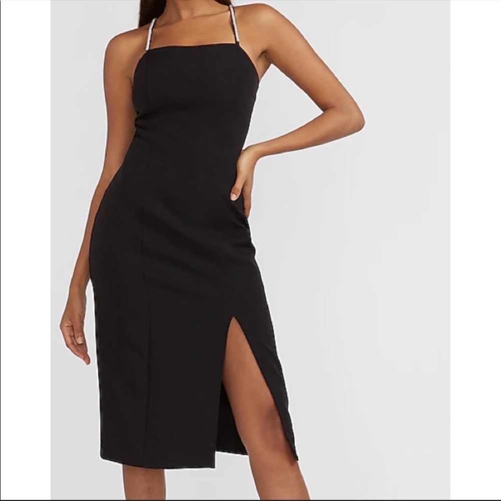 Express Pearl Strap Square Neck Sheath Dress
